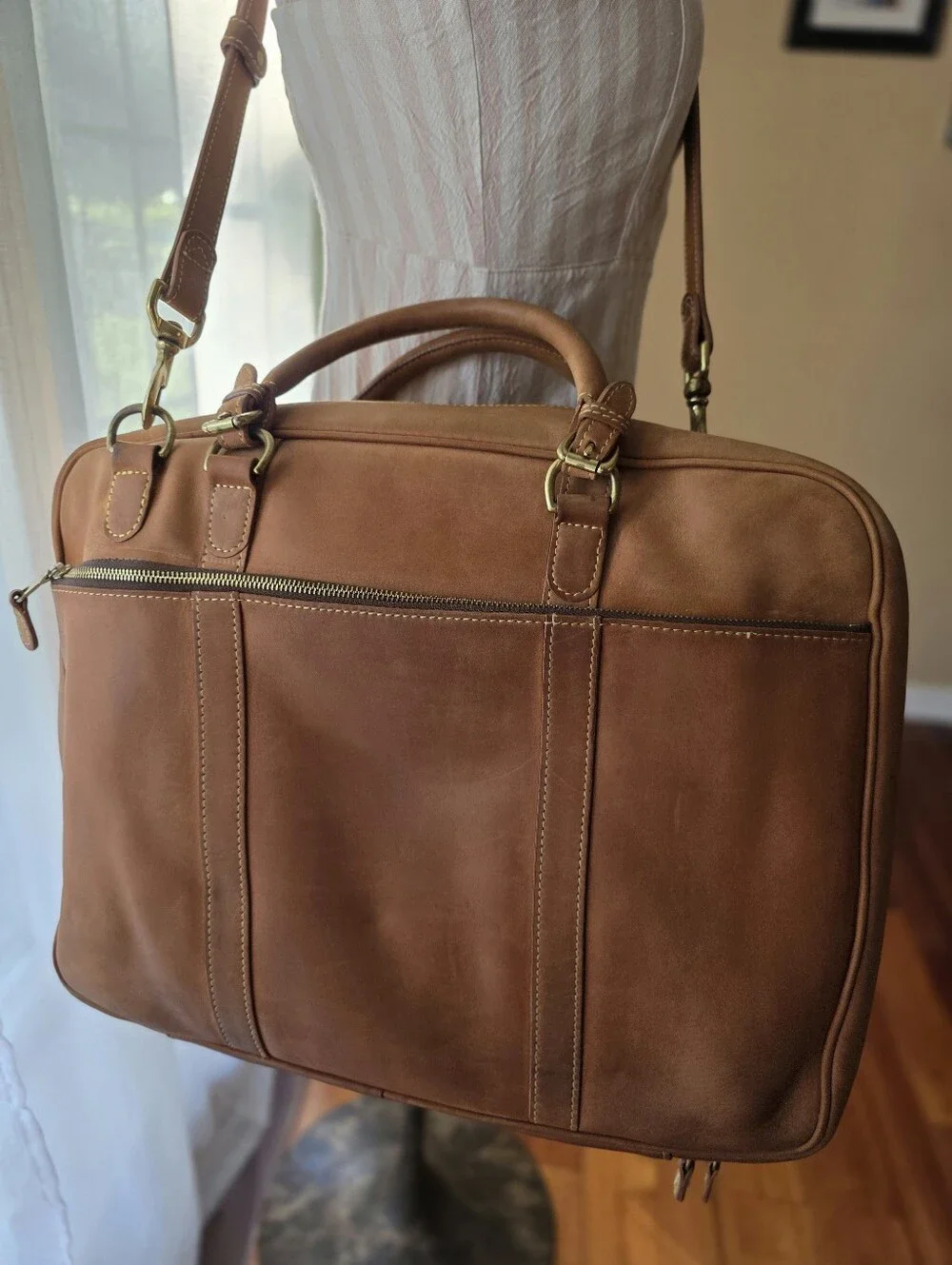 Vintage Mulholland Brothers Rancher Leather Briefcase Messenger Bag Made USA